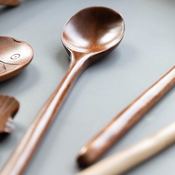 bb76263ffb9b653b 6pcs Nanmu Wooden Japanese Style Spoon Utensils for Tableware Cutlery Set Festival Kitchen Dinnerware Gift