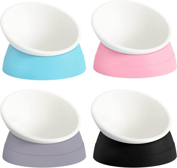 bb84d06c90b81484 2Pcs Cat Bowls Elevated Cat Food Bowl Adjustable Cat Dish Anti-Slip and Anti-Noise Raised Cat Bowl Protecting Pet’s Spine Thickened Plastic Bowl Suitable for Indoor Cats, 17 Oz