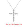 NKHOG 3/4/5mm D Color Moissanite Cross Pendants Necklace For Women Sterling Sier Christian Diamond Neck Chain Fine Jewelry
