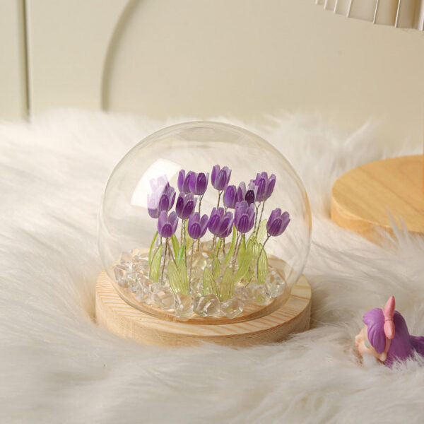 Artificial Tulip Flower Light Handmade DIY Bedside LED Night Bedroom Decor Christmas Birthday Gifts Table Lamp