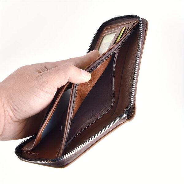 bba81ba9129a5a61 Men's Wallet Made of PU Wax Oil Skin for Men Short Male Card Holder Wallets Zipper Around Money Coin Purse