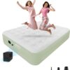 bbaa76c7410e65bc Queen Air Mattress with Built-in Pump - 18 Inch Extra Thick, Luxurious Velvet Plush Surface & Reinforced Edge - Portable Inflatable Bed for Home, Camping & Travel - Hotel-Like Comfor - Grey