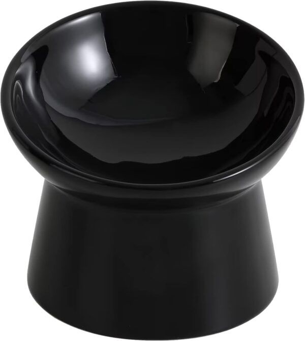 White Small Ceramic Raised Cat Bowls, Tilted Elevated Food or Water Bowls, Stress Free, Backflow Prevention, Dishwasher and Microwave Safe, Lead & Cadmium Free