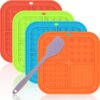 Licking Mat for Dogs Cats 2 Pack, Dog Peanut Butter Lick Pad with Strong Suction Cups for Calming, Reduce Anxiety Boredom (Blue & Green)