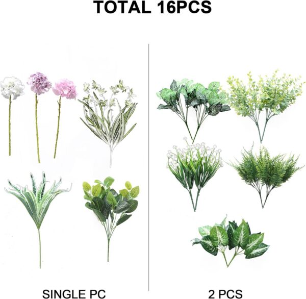 bbd23a41fbd37f48 PARTY JOY 18 Bunches Fake Plants Outdoor, Fake Bushes UV Resistant Artificial Flowers Hydrangea Flowers Greenery Shrubs Faux Greenery for Outdoor Garden Patio Front Porch Yard Decor