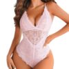 Avidlove Women Snap Crotch Lingerie Sexy Bodysuit Deep V Teddy One Piece Lace Babydoll