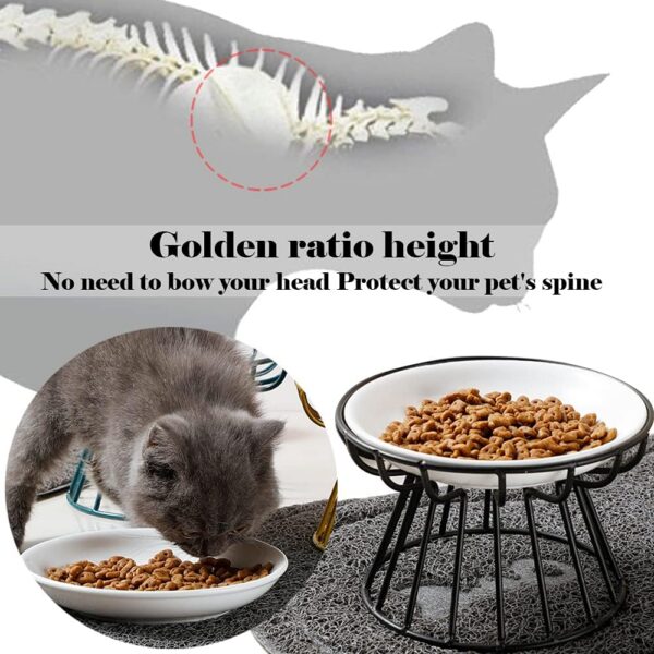bbd94dede33730c8 Cat Bowls, Elevated Cat Bowl, Raised Ceramic Cat Dish with Metal Stand, Pet Water or Food Feeding Station for Indoor Cats, Kitten, Puppies and Small Dogs(2 Pack)
