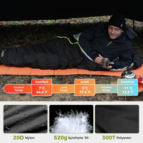 ATEPA Sleeping Bag for Adults, 3 Season Cold Weather & Warm Weather Compact Waterproof Sleeping Bag with Compression Sack for Camping Backpacking Hiking