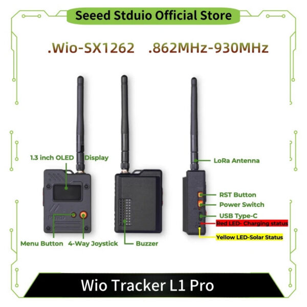 Wio Tracker L1 Pro Meshtastic Node MeshCore LoRa Mesh Communication 868MHz 915Mhz 1.3inch OLED Display Battery nRF52840 L76K GPS