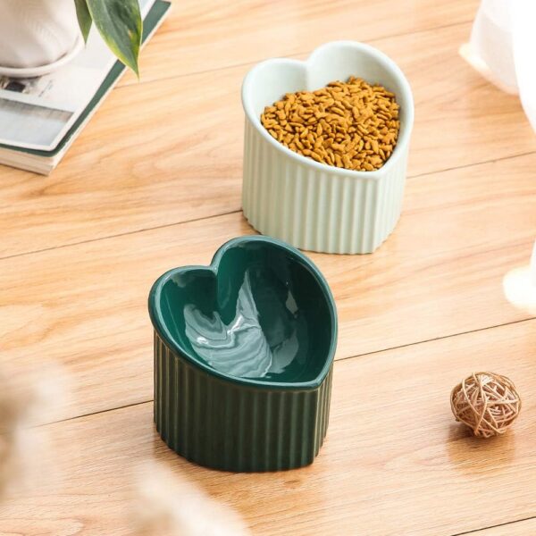 bbfdfcbc5b4f76c8 Cat Food Water Bowl Set - Raised Ceramic Cat Feeding Bowls with Non Slip Mat - Elevated Cat Dish Anti Vomiting - Whisker Friendly Wide Cat Bowl - Microwave and Dishwasher Safe - White & Pink (2pcs)