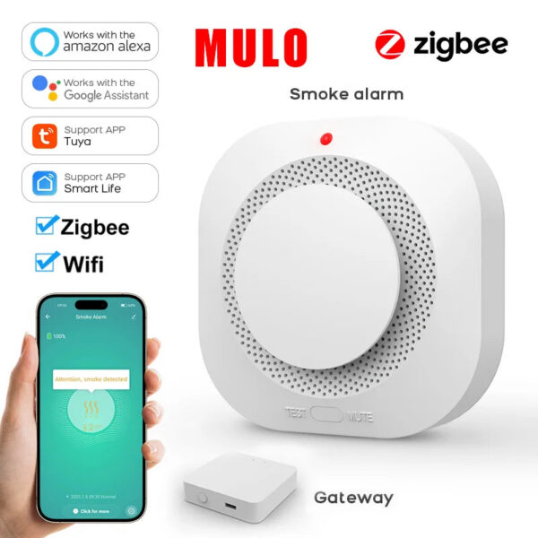 bbfe43edf556c74d Tuya ZigBee WiFi Smart Smoke Detector Alarm Sensor Home Security Fire Protection For Home Security System Via Smart Life APP
