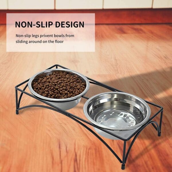 bc04c3e26158e17f FOREYY Elevated Cat Bowls with 2 Ceramic Bowls and 2 Stainless Steel Bowls,Raised Cat Food Water Bowl with Iron Stand,Porcelain Pet Dishes for Cats and Small Dogs,16 Ounces,Dishwasher Safe(Gray)