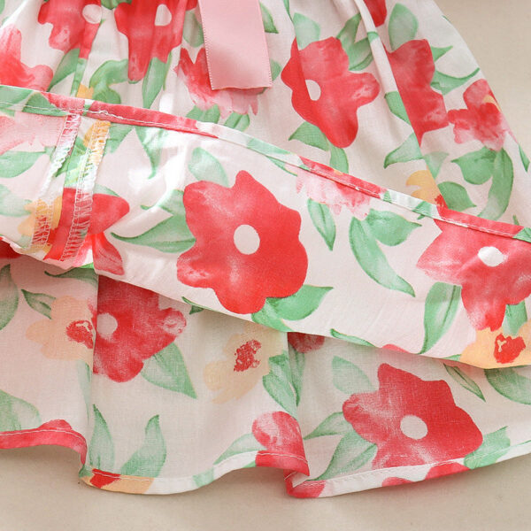 Sweet Baby Girl Dress Summer Soft Skin-friendly Children Clothing Lovely Flower Ribbon Toddler Dresses 0-3 Y Kids Daily Clothes