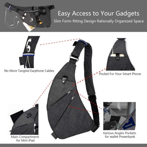 bc0e91b781d39870 Crossbody Sling Bag, Shoulder Bag, Anti-Theft Chest Bag, Multi-Pocket Fanny Pack