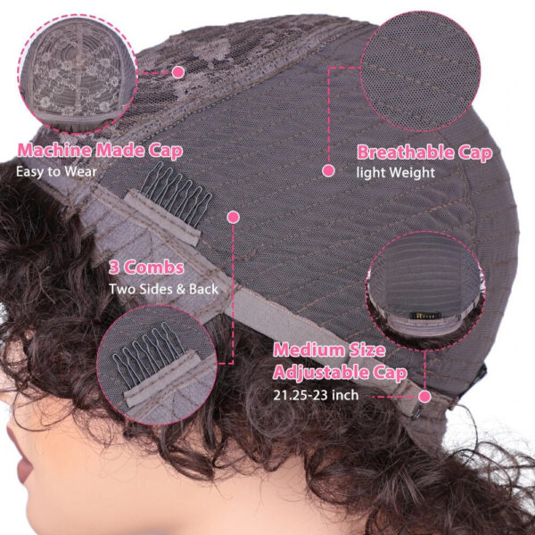 bc13985b94b22729 Pixie Short Afro Bob Human With Bangs For Women Brazilian Remy Hair Wear and Go Natural Brown Kinky Curly Wigs