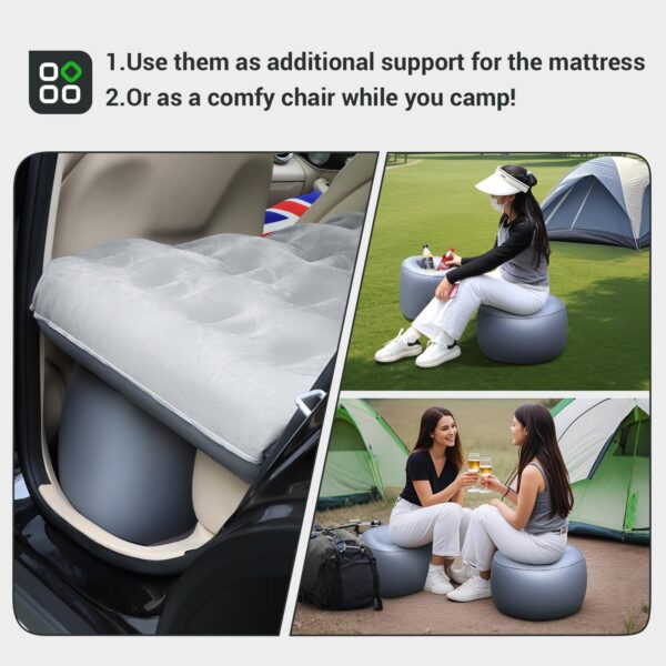 bc197398d412cc00 SUV Air Mattress, Thickened Flocked Camping Bed for Car Trunk & Back Seat , Includes Electric Pump & 2 Foot Pedals , Portable Inflatable car Mattress (Gray)