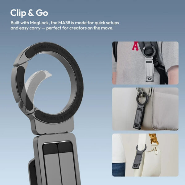 bc1a7de9b3c8ec36 Ulanzi MA38 MagLock Phone Stand Magnetic Phone Stand for iPhone 16 15 14 13 with Hidden Hook for Slopes Walls