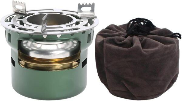 Luwecf Mini Portable Camping Stove Fishing Stove Camping Cooking Stove Outdoor Stove with Storage Bag Hiking Stove Alcohol Stove with Pot Holder for Camping Hiking Traveling Fishing Picnic