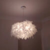 bc28f4fa6c1479b8 Modern Fluffy Pendant Light White Feather Shade Droplight Lighting Bedroom Study Creative Hanging Lamp 220V