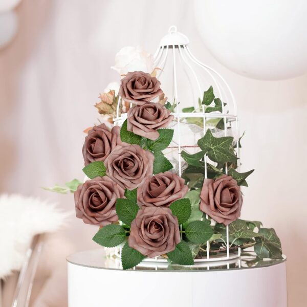 Mocoosy 50Pcs Artificial Flowers Dusty Roses Real Touch Fake Foam Rose Bulk with Stems for DIY Wedding Bouquets Bridal Shower Centerpiece Floral Arrangements Valentine's Day Party Home Decorations