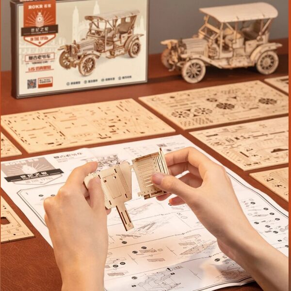 bc440ae744ffb70e Wooden Handmade Assembly Model DIY Retro Vintage Car Steam Locomotive 3D Puzzle Creative Exquisite Decoration Holiday Gifts