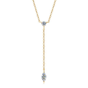 bc9f3497119640fa IOGOU Moissanite Y-Shape Necklaces for Women Marquise 3x6mm & 3mm Round Cut Diamond Pendant Sier Accessories Jewelry