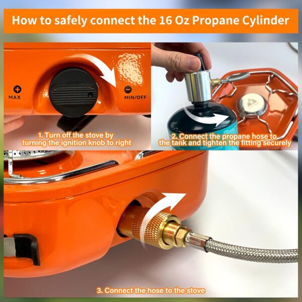 1-Burner Propane Stove Portable Camping Stove with Carry Strap, Backpacking Camp Stove for Outdoor Cooking, Flick-Style Ignition, Temperature Control, 8600 BTUs of Power for Camping BBQ& More