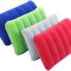4Pack Ultralight Inflatable Travel Pillow, Small Squared Flocked Fabric Air Pillow for Traveling, Holiday Trip, Hiking, Camping,Napping,Neck Lumbar Support, 16.5 in x 10.5 in (Gray,Blue,Red,Green)