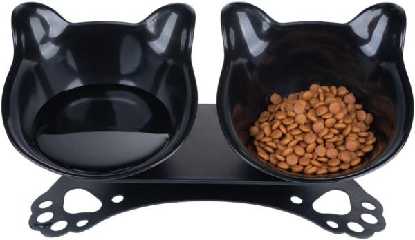 bcb8e45769a07d62 Anti Vomiting Cat Bowls - Elevated Tilted 15° Cat Food Bowl, Raised Plastic Cat Dishes with Non-Slip Rubber Base Stand Kitty Bowl for Cats (White)