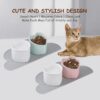 bcc3761c12654dde Cat Food Water Bowl Set - Raised Ceramic Cat Feeding Bowls with Non Slip Mat - Elevated Cat Dish Anti Vomiting - Whisker Friendly Wide Cat Bowl - Microwave and Dishwasher Safe - White & Pink (2pcs)