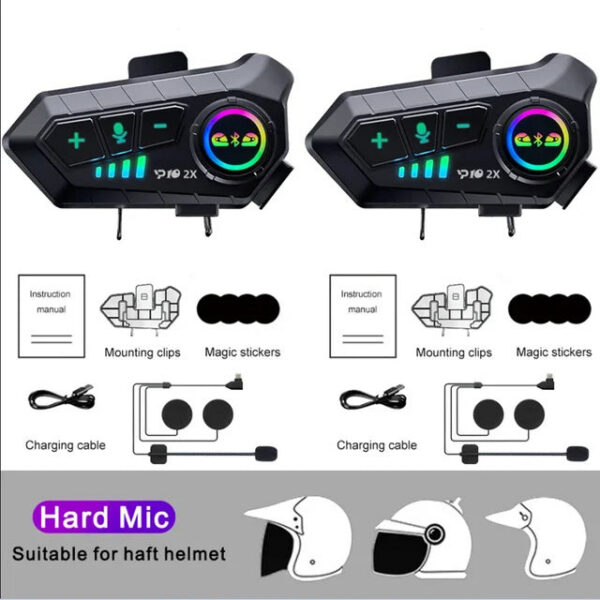 Wireless Bluetooth5.3 Motorcycle Helmet Intercom Headset Waterproof 300 m Intercomunicador Speaker Earphone