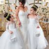 BABYONLINE Long Sleeve White Ivory Flower Girl Dresses for Wedding Guest Child Kids Bridesmaid Lace Floral Tulle Skirt Ball Gown