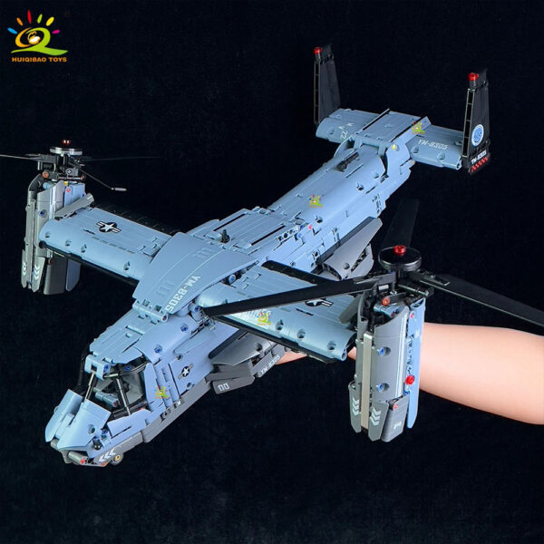 bd0133cfb1d452a5 HUIQIBAO MOC 1389PCS V-22 Tiltrotor Aircraft Helicopter Building Block Children Military Airplane model Bricks Toy home Decor.