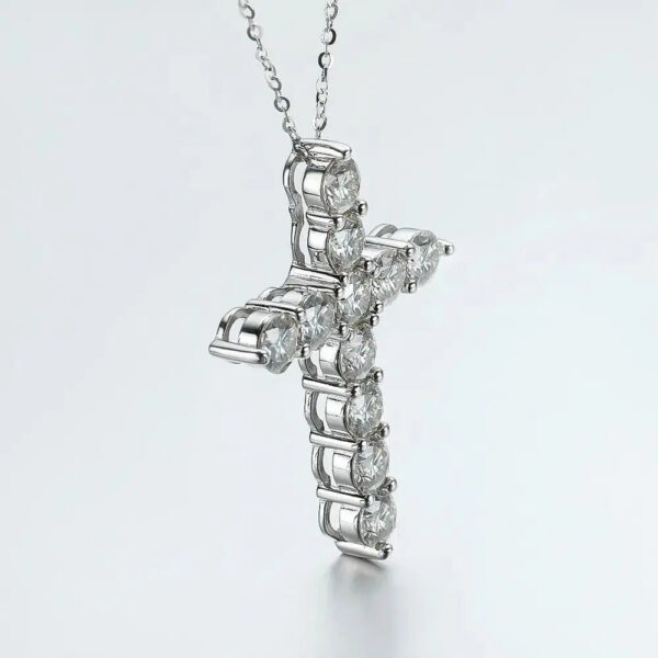 bd02f5217a59ff8f Full Moissanite Cross Pendant Necklace Original 925 Sterling Sliver Chain Plated 18k White Gold Fine Necklace for Women Jewelry