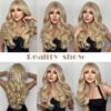Natural Blonde Yellow Long Wavy Synthetic with Bangs Women Body Wave Afro Female Wigs Cosplay Daily Hair