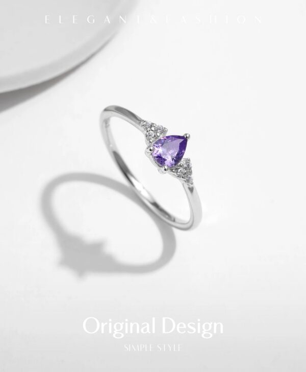 bd11465a2ed34068 MODIAN 925 Sterling Silver Water Drop Cocktail Ring Classic Prong Purple Cubic Zirconia Rings For Women Female Fine Jewelry