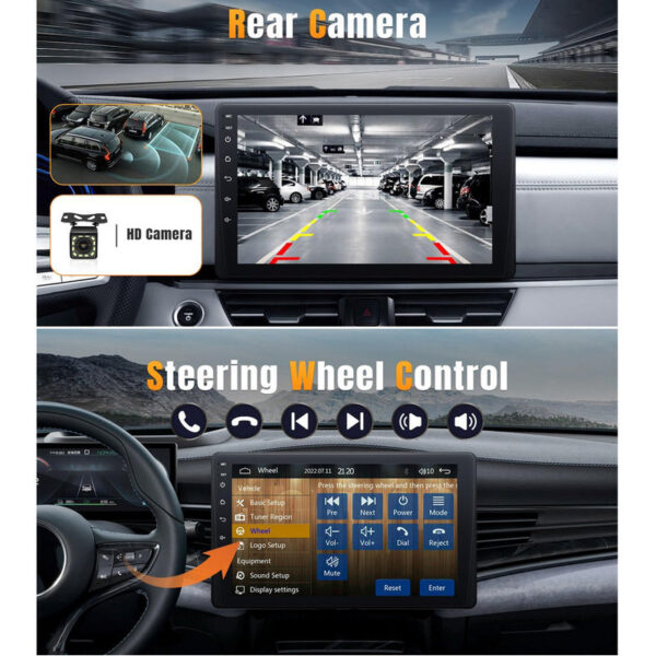 9 Inch Stereo Single Din Radio Apple Carplay and Android Auto,Touch Screen Bluetooth Car Audio with Backup Camera