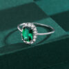 bd1422837c43c0a2 NEW Classic Emerald Ring For Woman Real S Sier Diamond Crystal Flower Loyal Finger Wedding Party Gift Female Jewelry