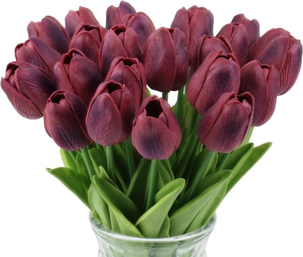bd18a35607914f3f IPOPU Real Touch Purple Tulips 24PCS Artificial Flowers for Decoraion Fake Tulips Light Purple Flowers Floral Arrangements Artificial Faux Tulips Decor for Table Home Kitchen Decor (Light Purple)
