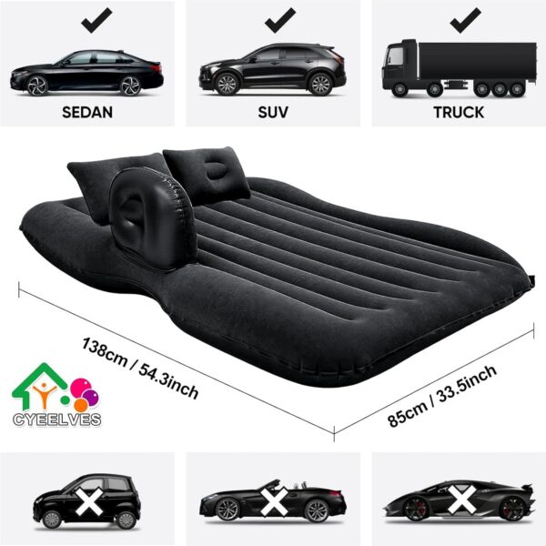 Car Inflatable Bed Mattress, Mattress Back Seat RV Mattresses, Travel for Automotive SUV Truck Berlina Furgonetas Grande Cars Backseat Sleeping Bed,Full