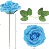 bd534ec52ac78307 Artificial Flower Foam Purple Rose 50pcs Real Looking Fake Rose with Stems Leaves for Home Decoration Party Garden Centerpieces DIY Wedding Bouquets(Purple)
