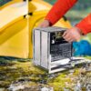 bd57ee4d250dca6b REDCAMP Large Camping Wood Burning Stove, Stainless Steel Compact Portable Foldable Folding Mult Fuel Camp Stove, Perfect for Backpacking Hiking Travelling Outdoor Cooking Picnic BBQ, Large