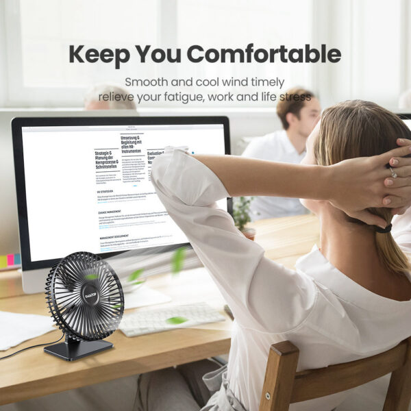 GAIATOP Portable USB 90° Adjustable Coog Fan Mute 4 Speed Adjustment Ultra Quiet Suitable For Home Desk Office