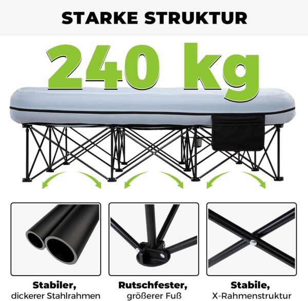 bd6b7fe8958064f3 FUNDANGO Campingbett Luftmatratze 2 Personen mit Gestell, Camping luftbett mit pumpe Beistelltisch,Aufblasbare Matratze mit Tragetasche, Gästebett für Reisen Angeln Camping Indoor
