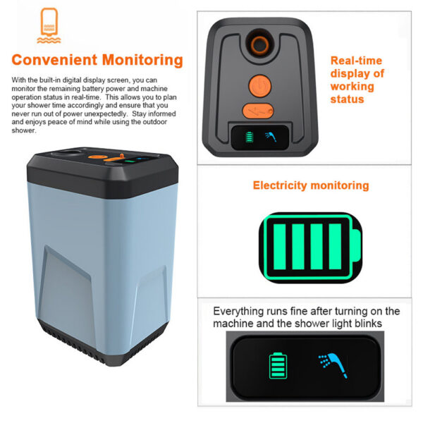 bd710d383928151d Outdoor Electric Pump Portable Camping Rechargeable Battery Powered Shower Waterproof for Beach Pet Watering