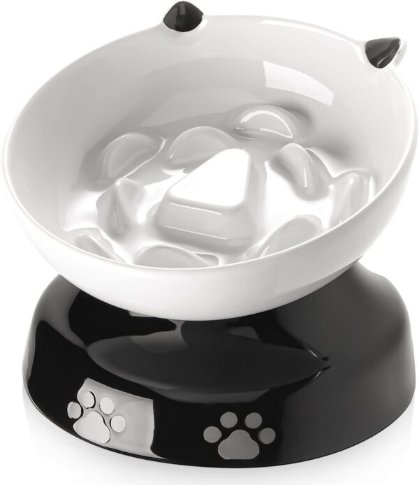 Y YHY Slow Feeder, Elevated Food Bowl Tilted Design for Dog and Cat for Dry and Wet Food