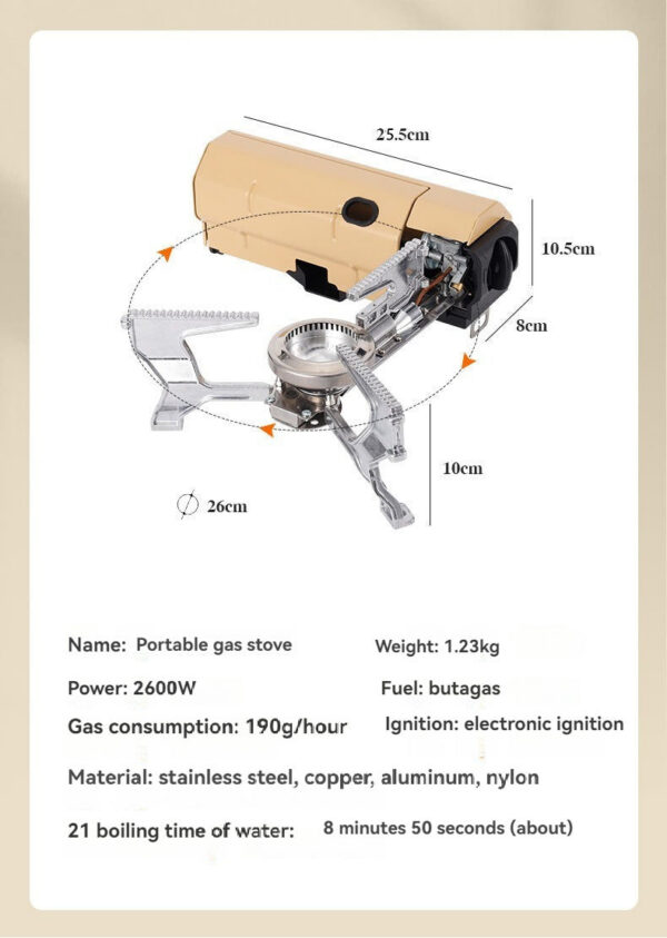 Camping Stove 2670W Portable Folding Cassette Gas Burner Outdoor Picnic Travel Cooking Grill Cooker Heating System