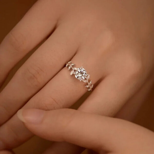 1carat Leaf Moissanite Diamond Engagement Rings for Women Sterling Sier Plated White Gold Wedding Band Promise Ring