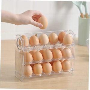 bd82b0b068f69193 Kitchen Large Capacity Fridge Storage Box - Portable Multi-Layer Tray Organizer, Convenient Opening/Closing Egg Holder