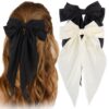 2Pcs/Set Elegant Bow Ribbon Women Fashion Solid Bowknot Satin Hairpin Barrettes Girls Ponytail Clip Hair Accessories